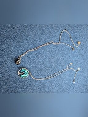 Silver Tree Pendant Necklace & Stone Necklace